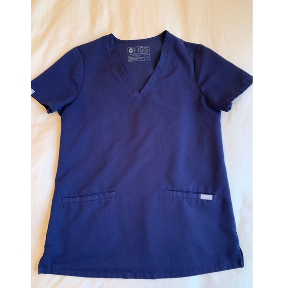 Figs Scrubs XS Navy Blue Core Casma Three-Pocket Scrub Top - Picture 2 of 5